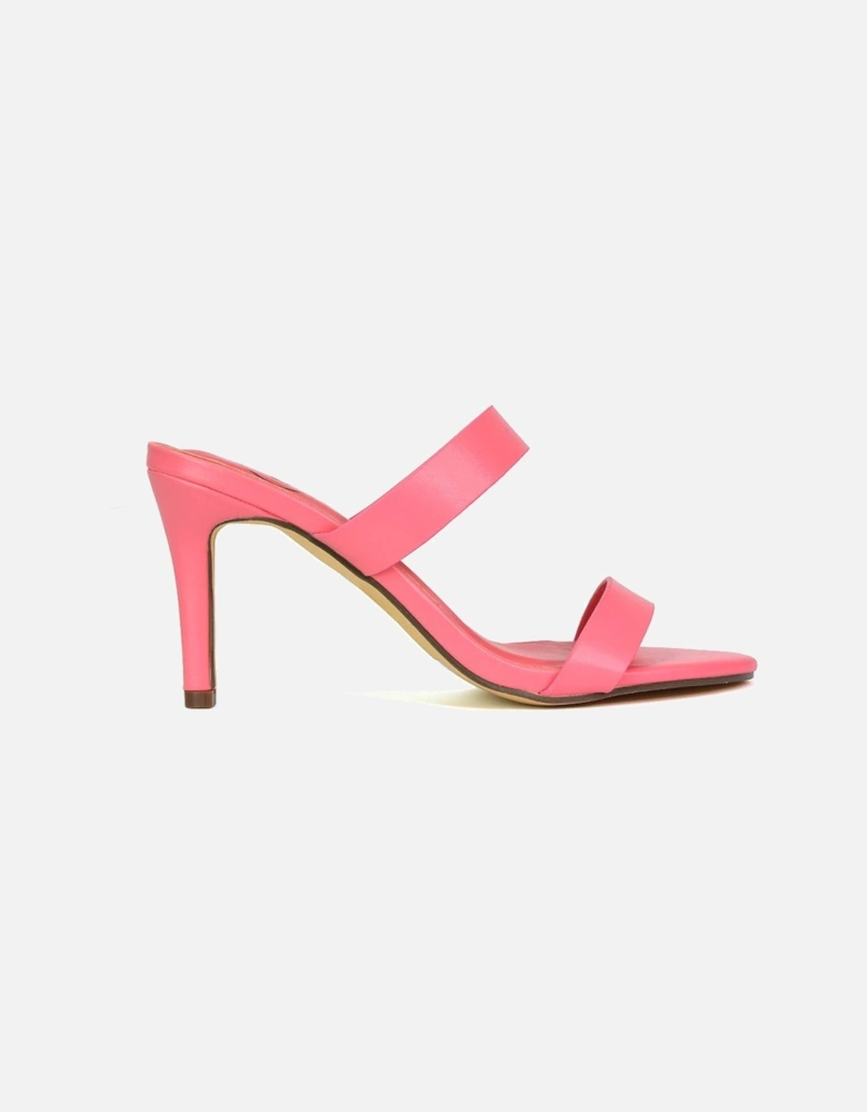 'Wolf' Round Toe Double Strap Stiletto High Heel Mule Sandals