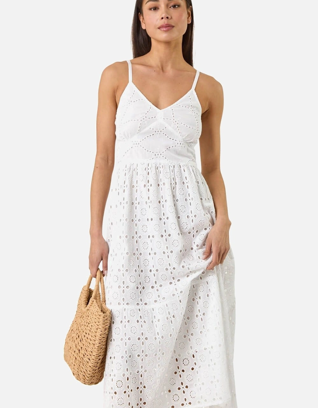 Petite Broderie Strappy Maxi Dress, 2 of 1