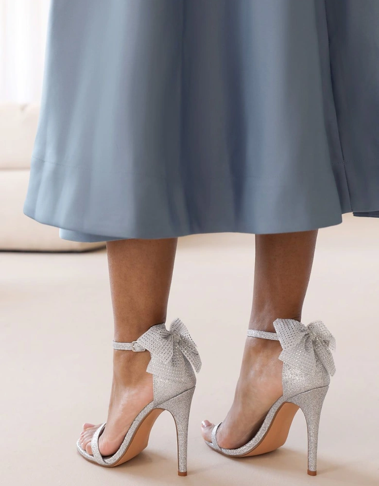 'Lia' Barely There High Heel With Diamante Bow Detail