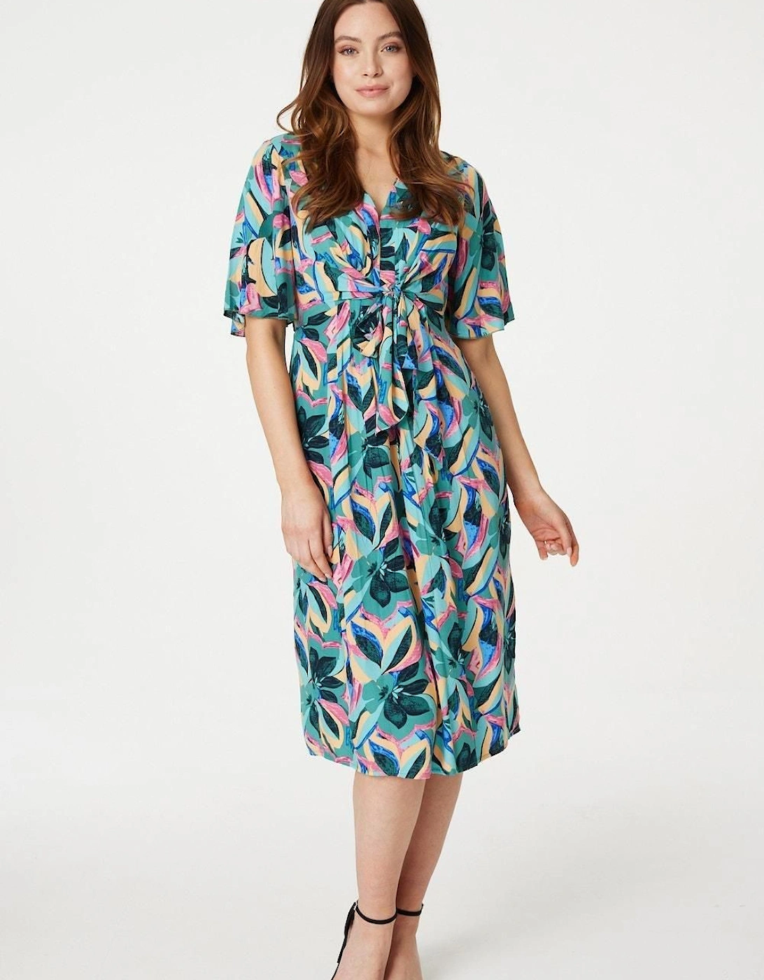 Floral Tie Front Midi Dress, 2 of 1