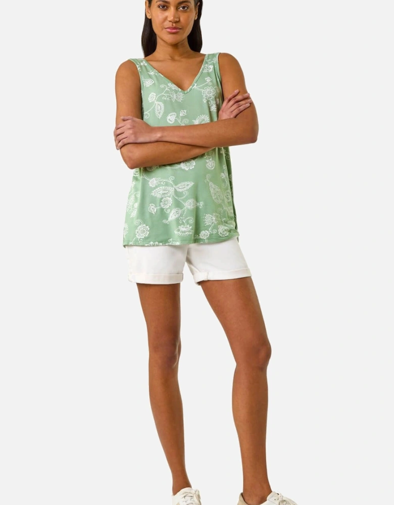 Paisley Print Stretch Cami Top