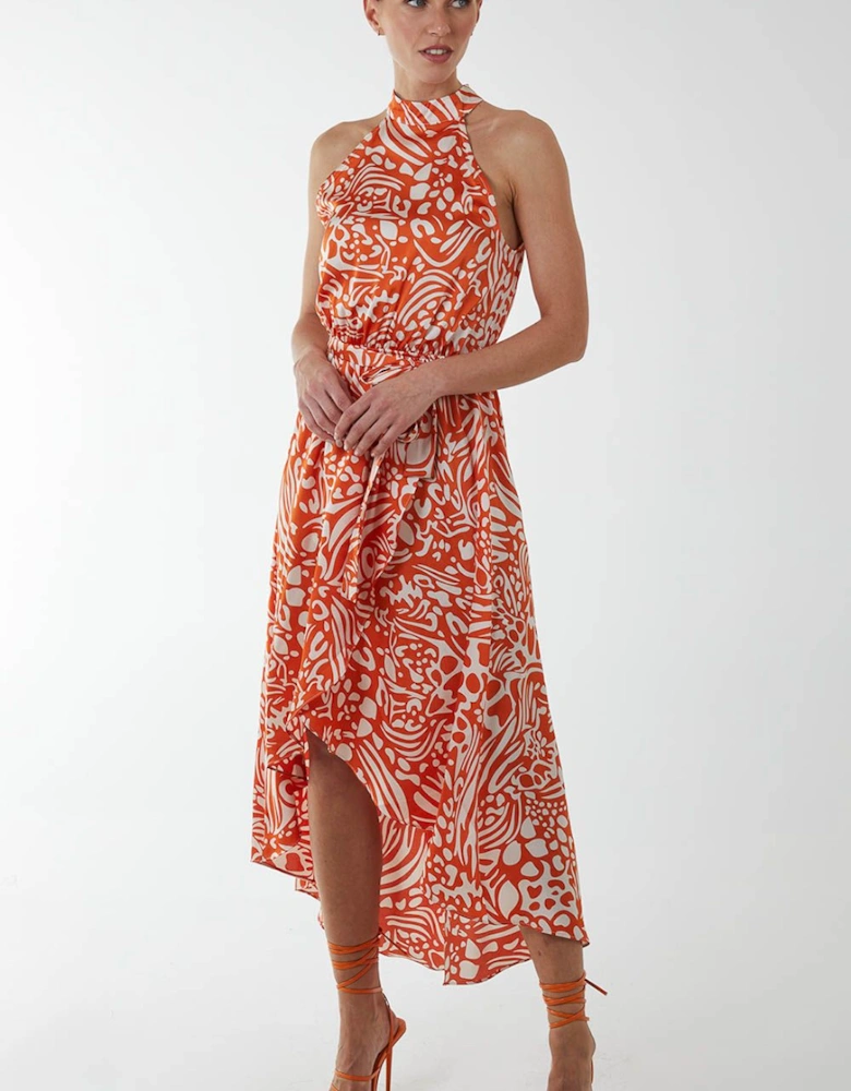 Halter Midi Wrap Dress