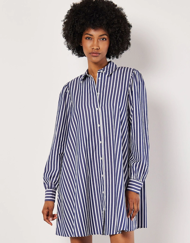 Stripe Shirt Cotton Mini Dress