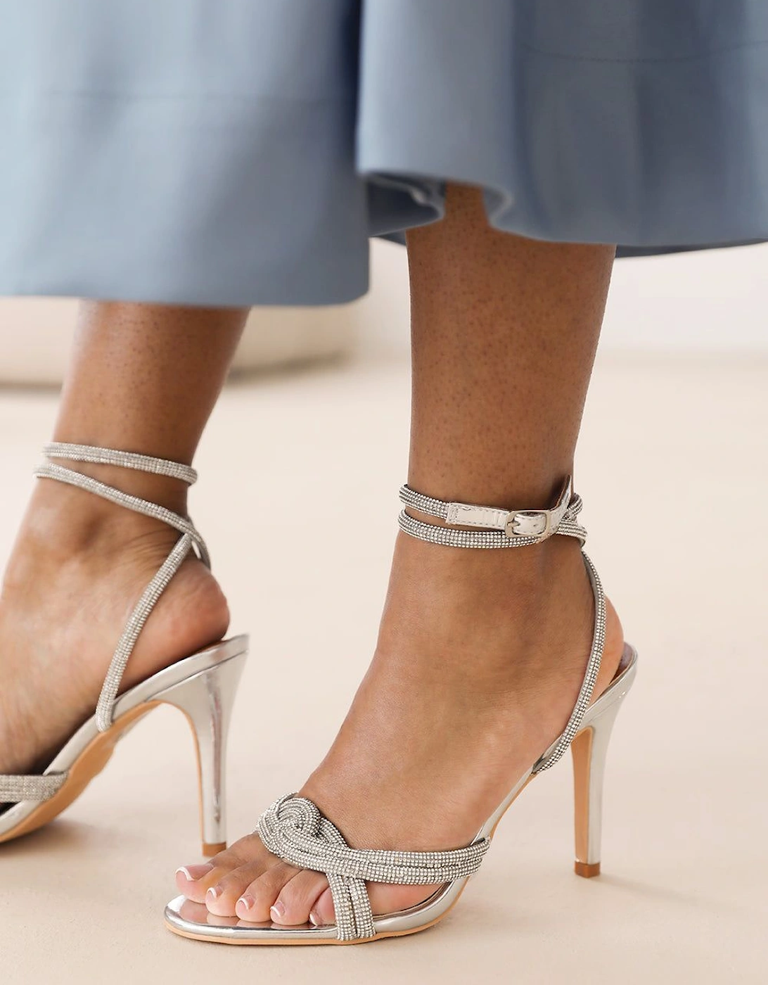 'Venezia' Diamante Knot Detail With Cross Over Ankle Strap High Heels, 2 of 1