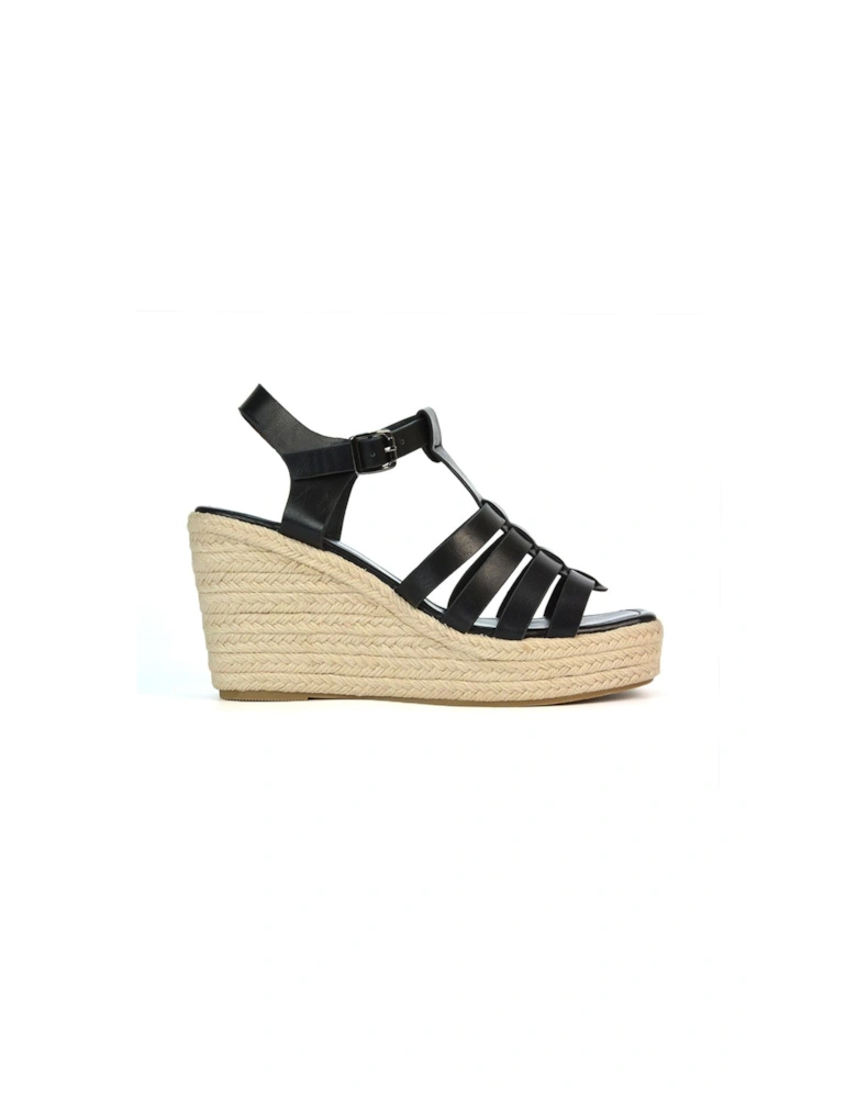 'Remi' Wedge Heel Platform Espadrille Square Toe Sandals