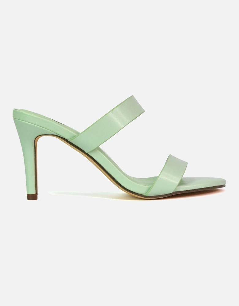 'Wolf' Round Toe Double Strap Stiletto High Heel Mule Sandals