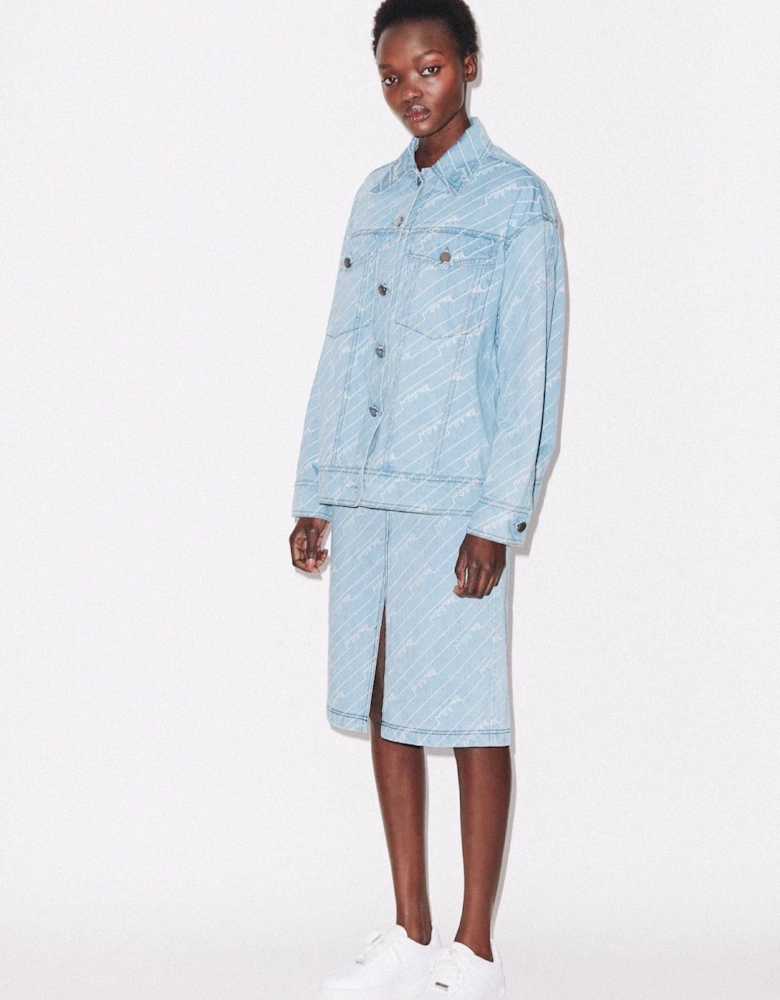 Monogram Denim Skirt