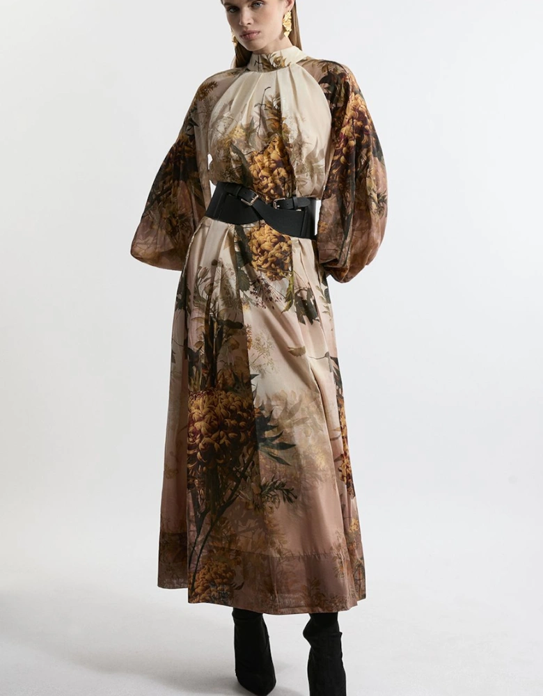Lydia Millen Tall Silk Cotton Border Print Belted Maxi Dress
