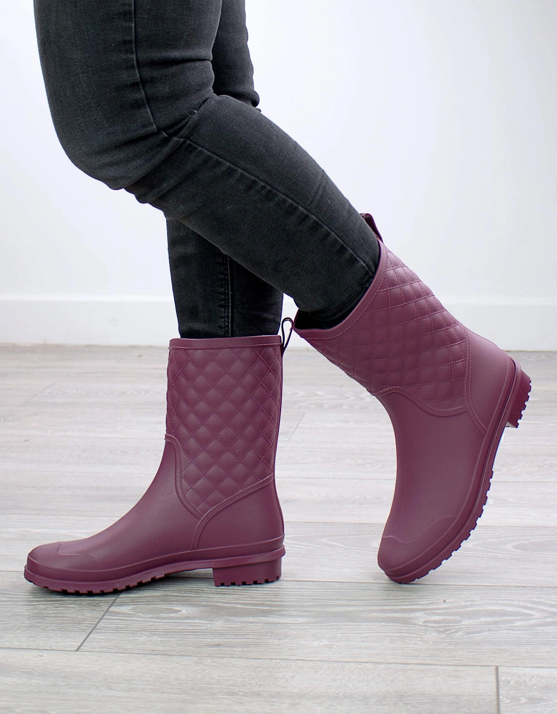 Low  Heel Wellies Quilted Wellingtons  Calf Boots, 2 of 1