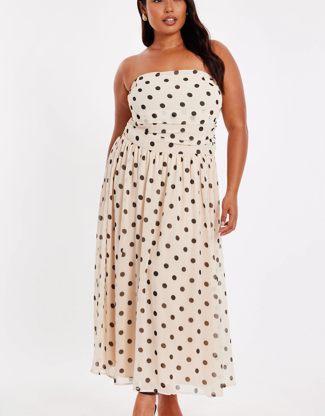 Stone Curve Chiffon Polka Dot Midi Dress, 2 of 1