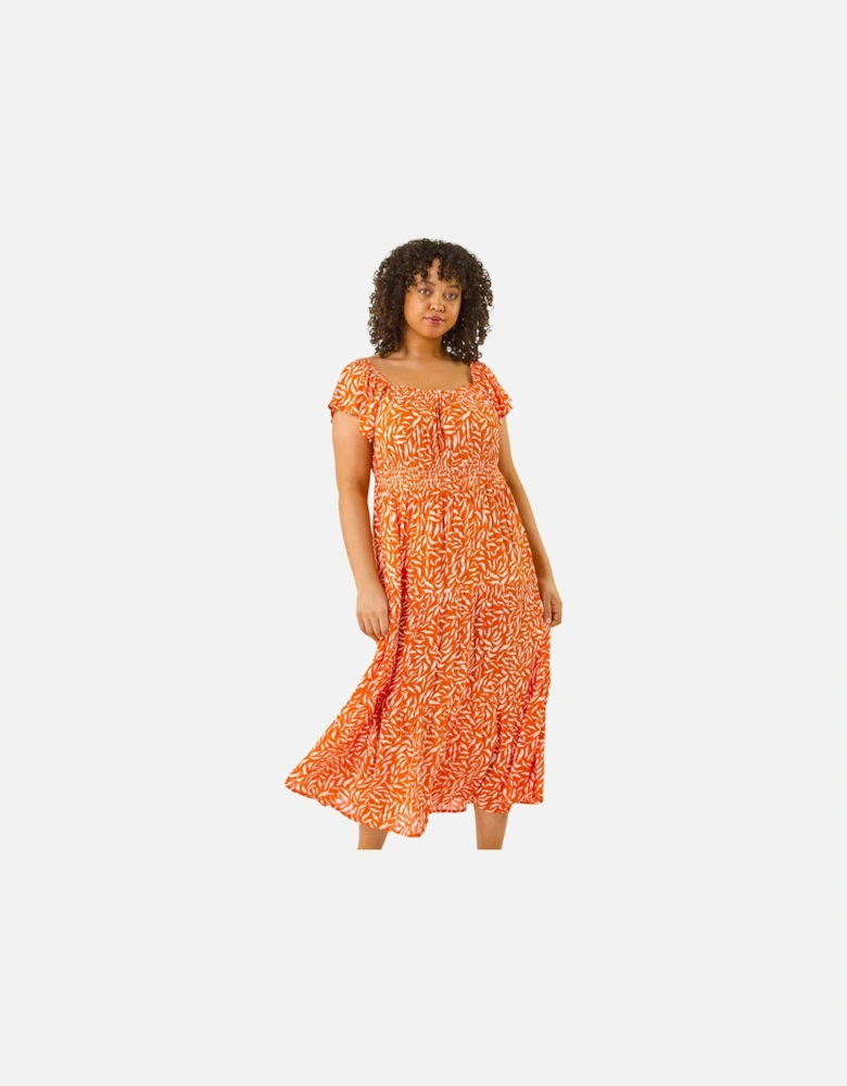 Curve Shirred Printed Dress
