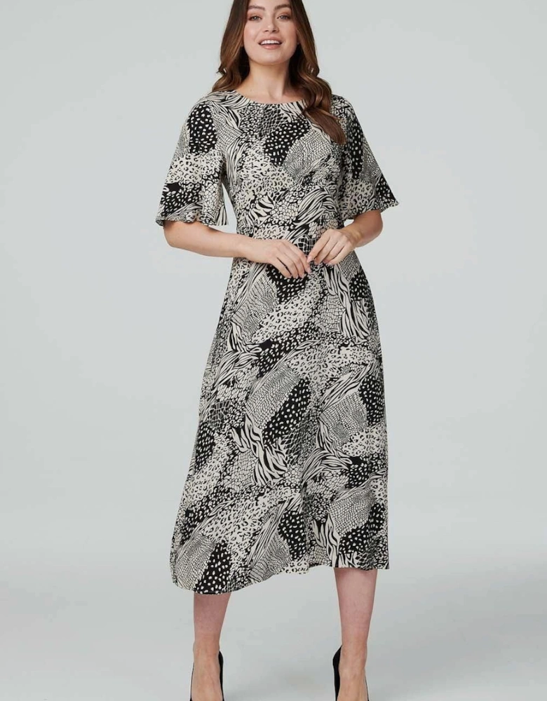Animal Print Midi Tea Dress