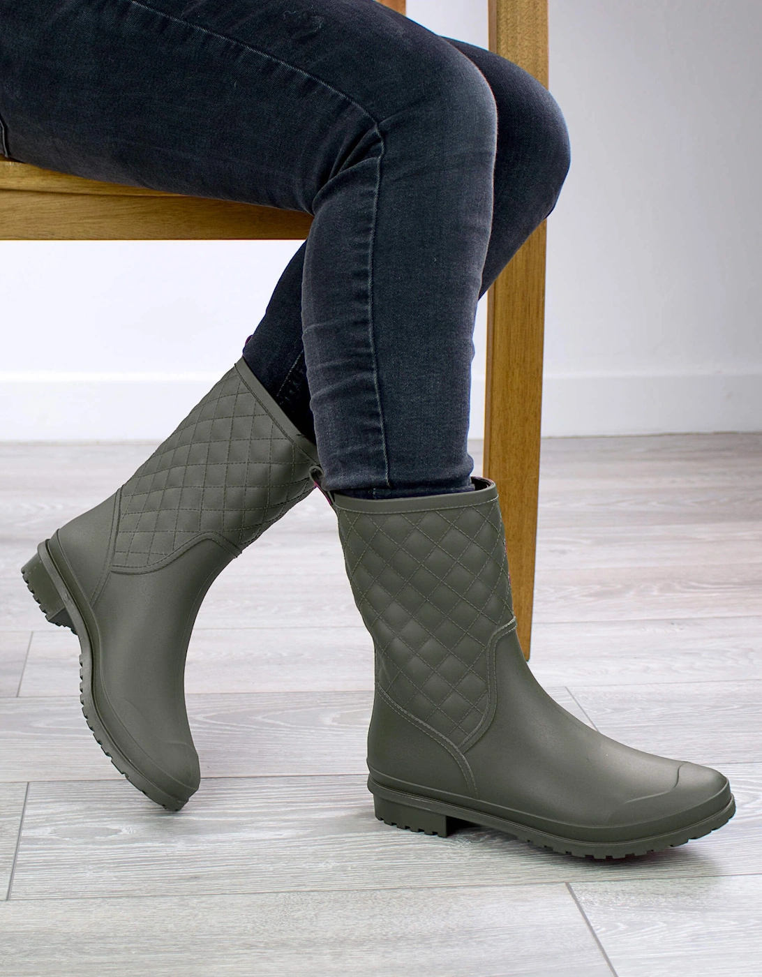 Low  Heel Wellies Quilted Wellingtons  Calf Boots, 2 of 1