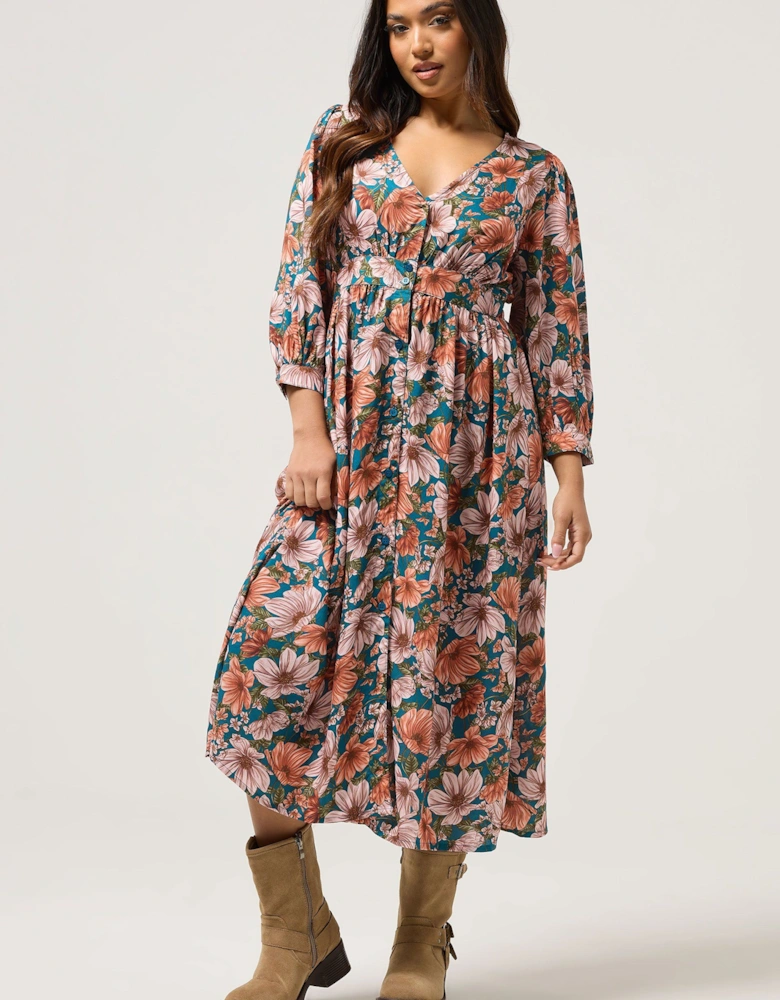 Petite Floral Midi Tea Dress