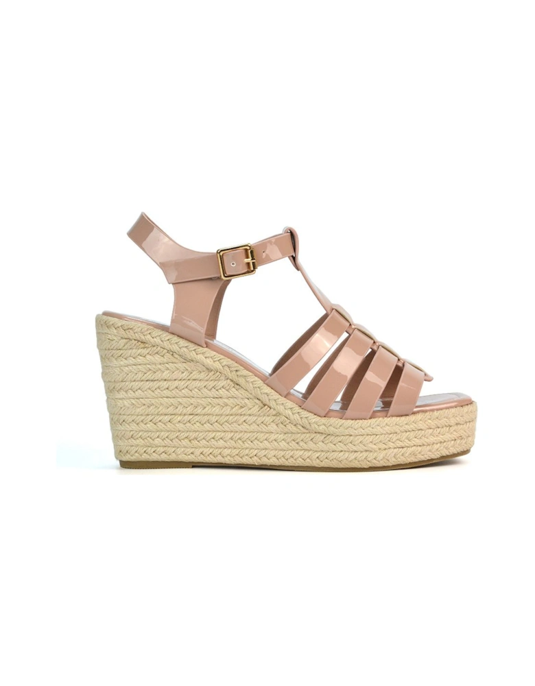 'Remi' Wedge Heel Platform Espadrille Square Toe Sandals