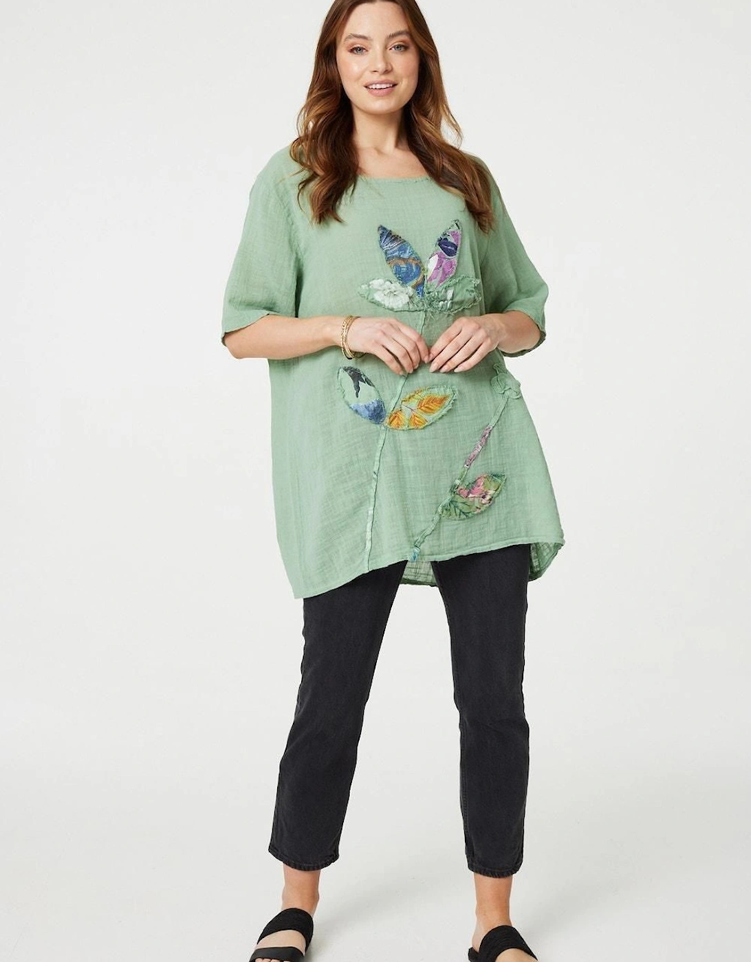 Floral Embroidered Oversized Blouse, 2 of 1