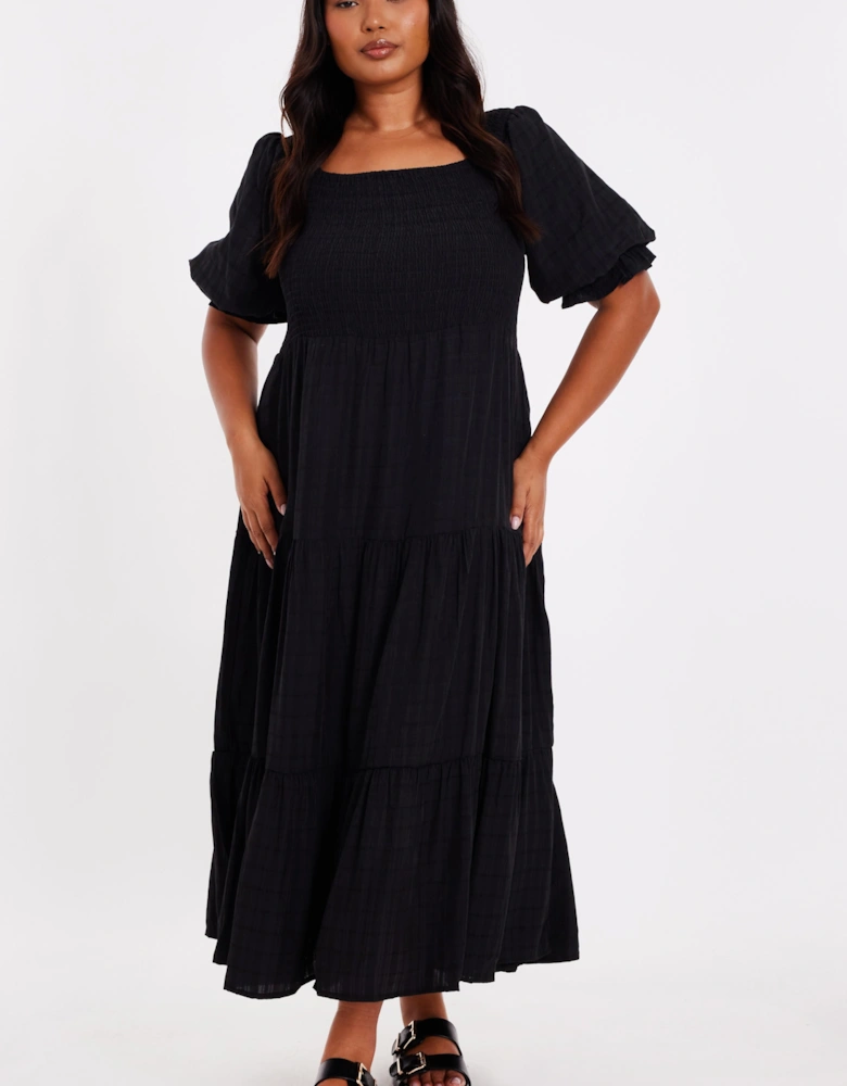 Black Curve Jacquard Midaxi Dress