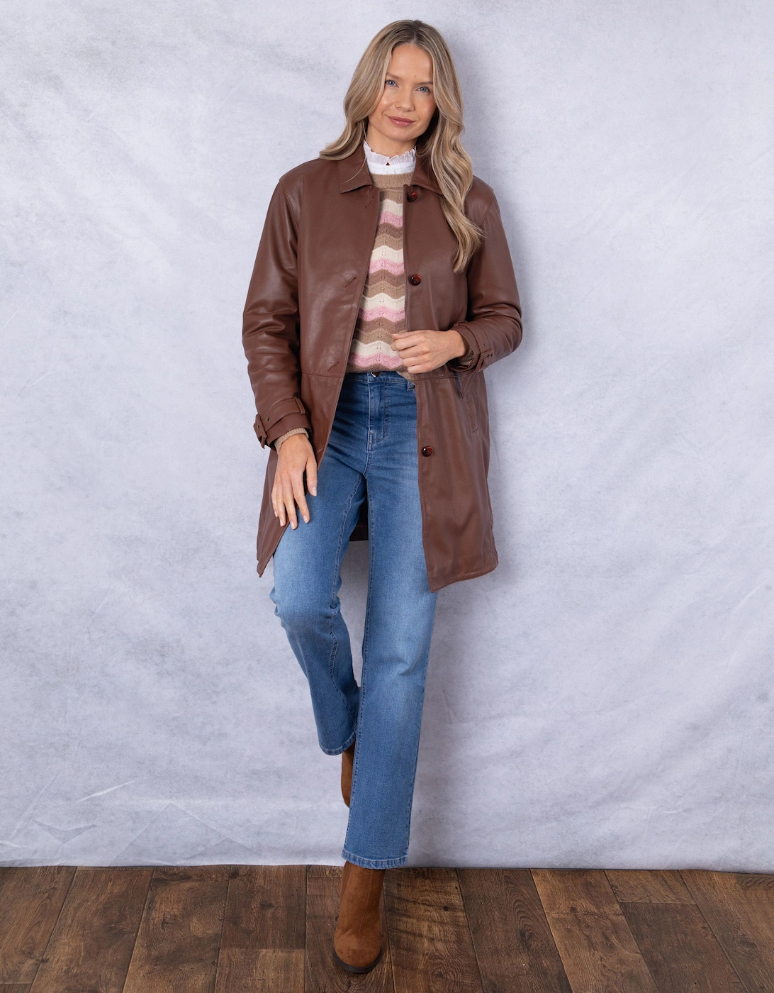 'Marton' Longline Button Down Leather Coat, 2 of 1