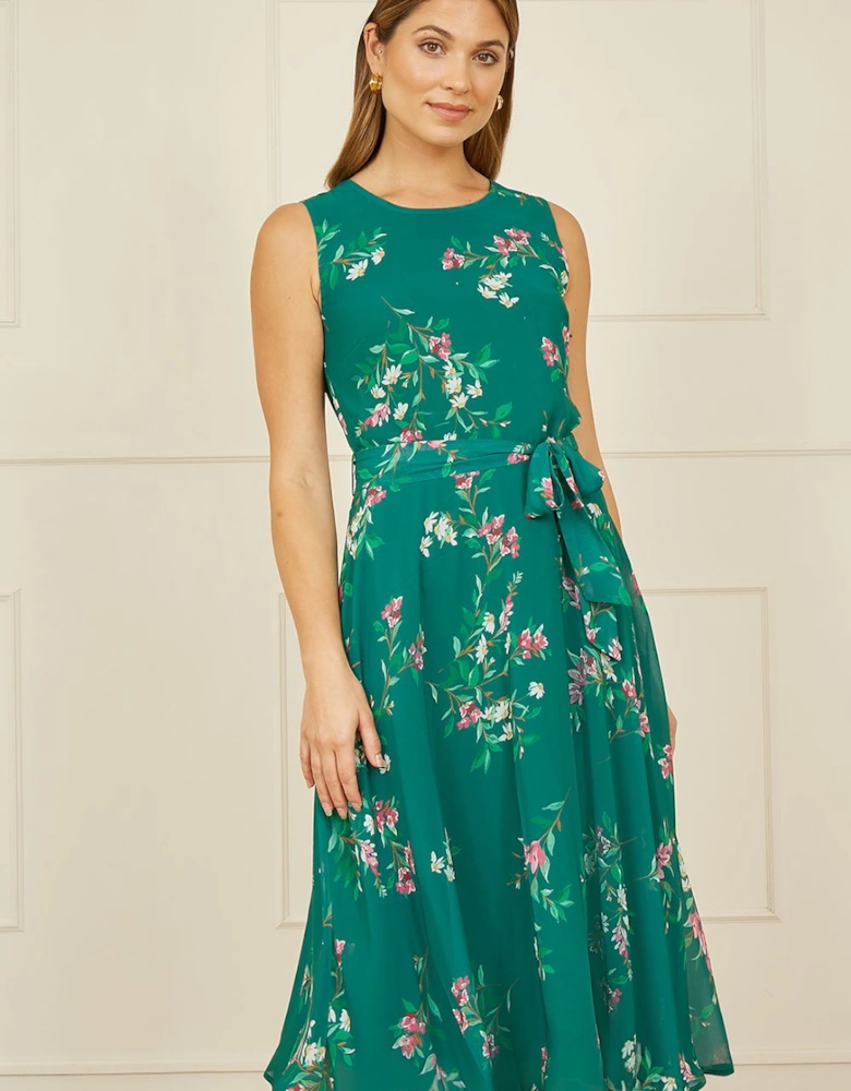 Green Daisy Print Skater Dress