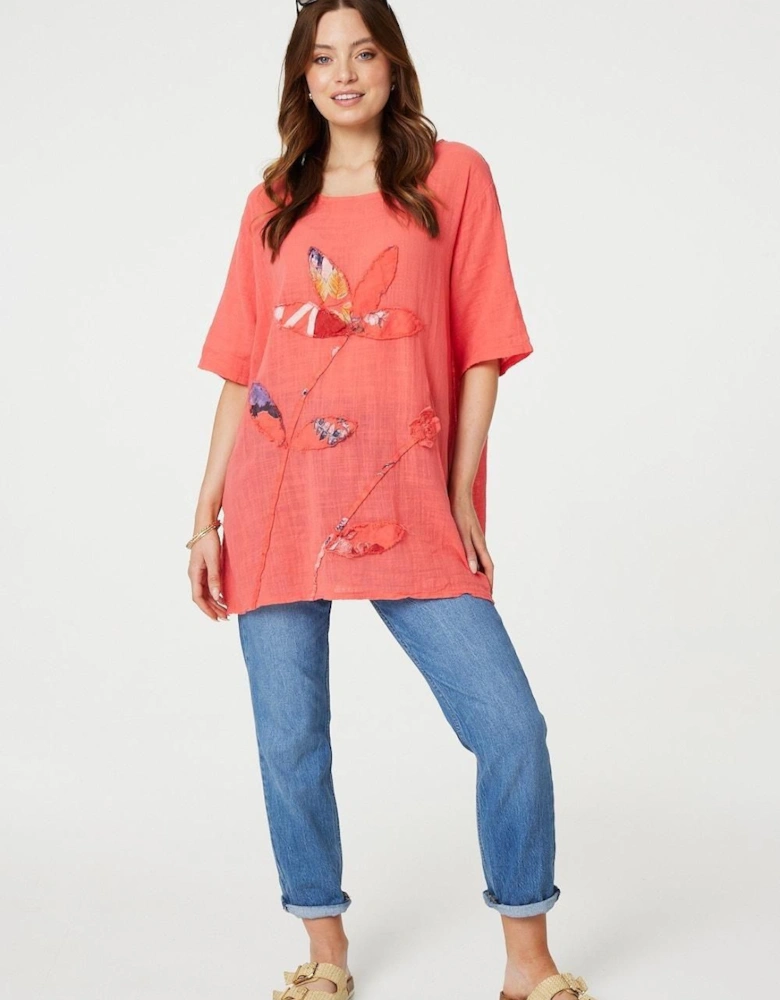 Floral Embroidered Oversized Blouse