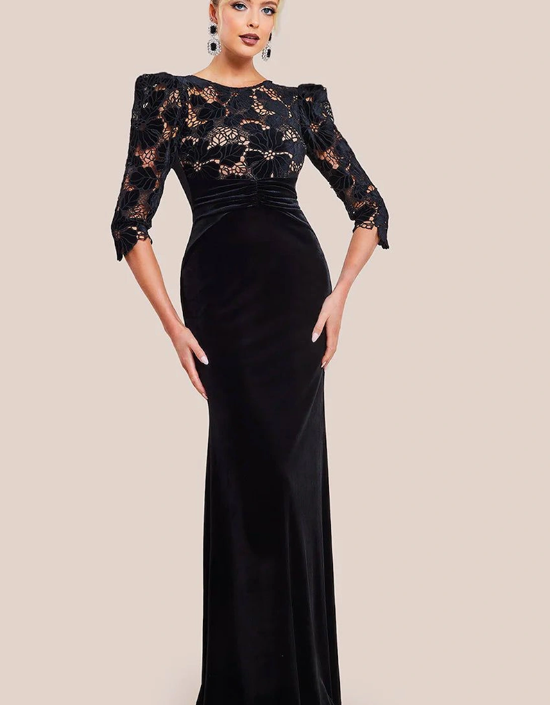 Scalloped Velvet Crochet Maxi Dress, 2 of 1