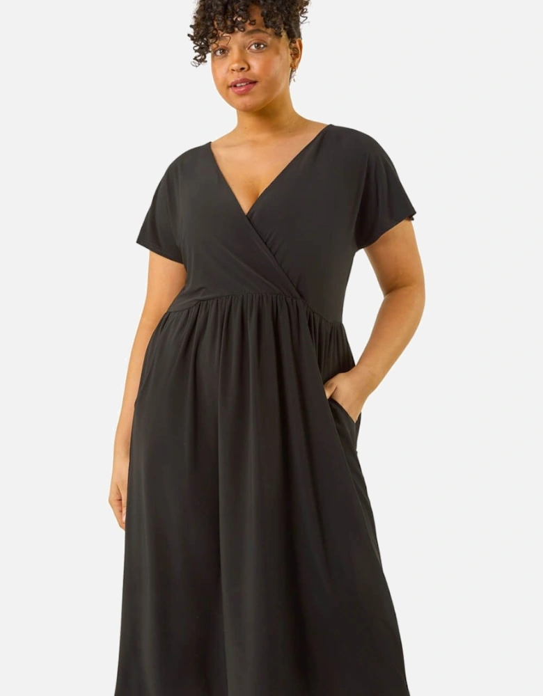 Curve Wrap Front Stretch Dress