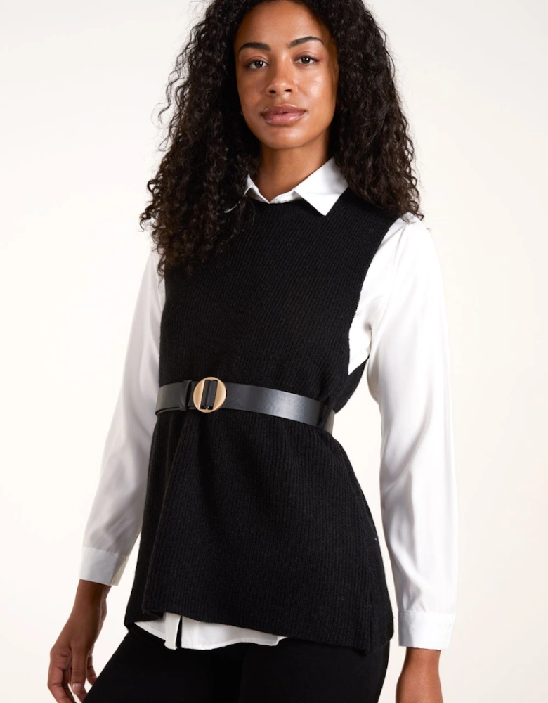 Ribbed Knit Vest Blouse