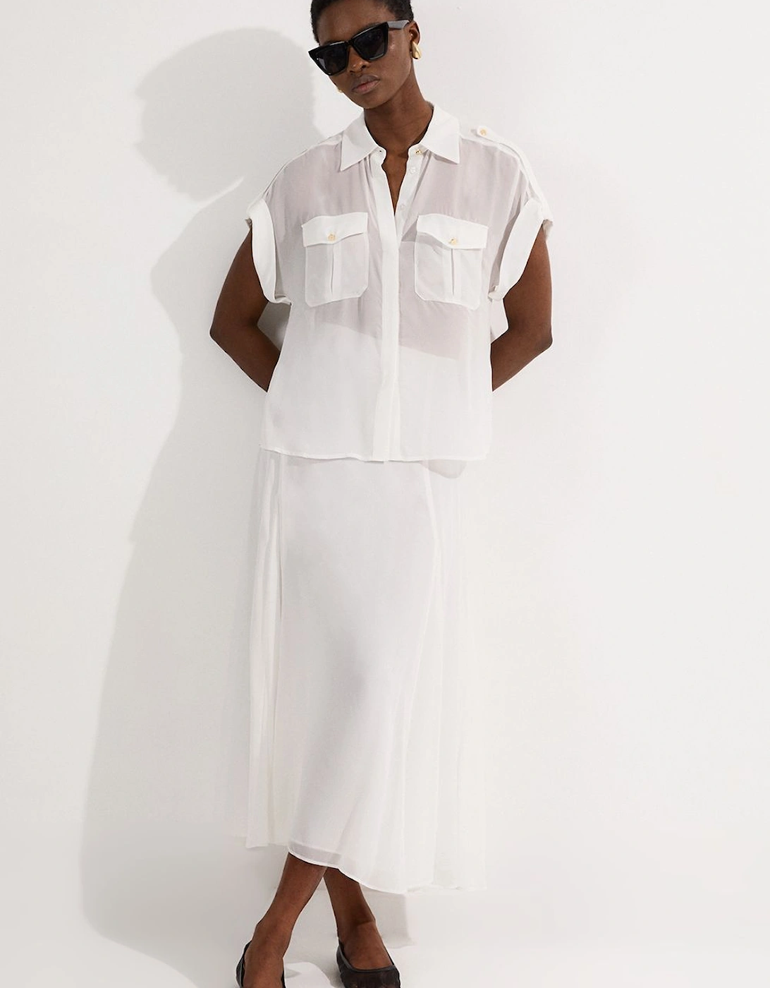 Sheer Viscose Georgette Woven Maxi Skirt, 2 of 1