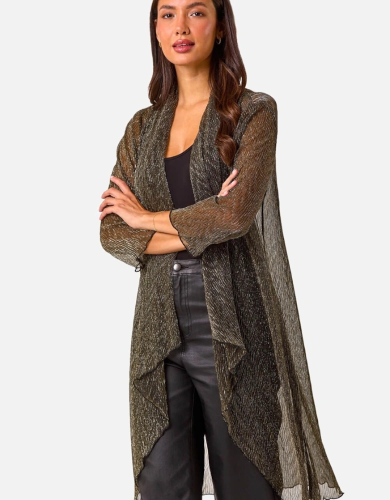 Shimmer Plisse Longline Kimono