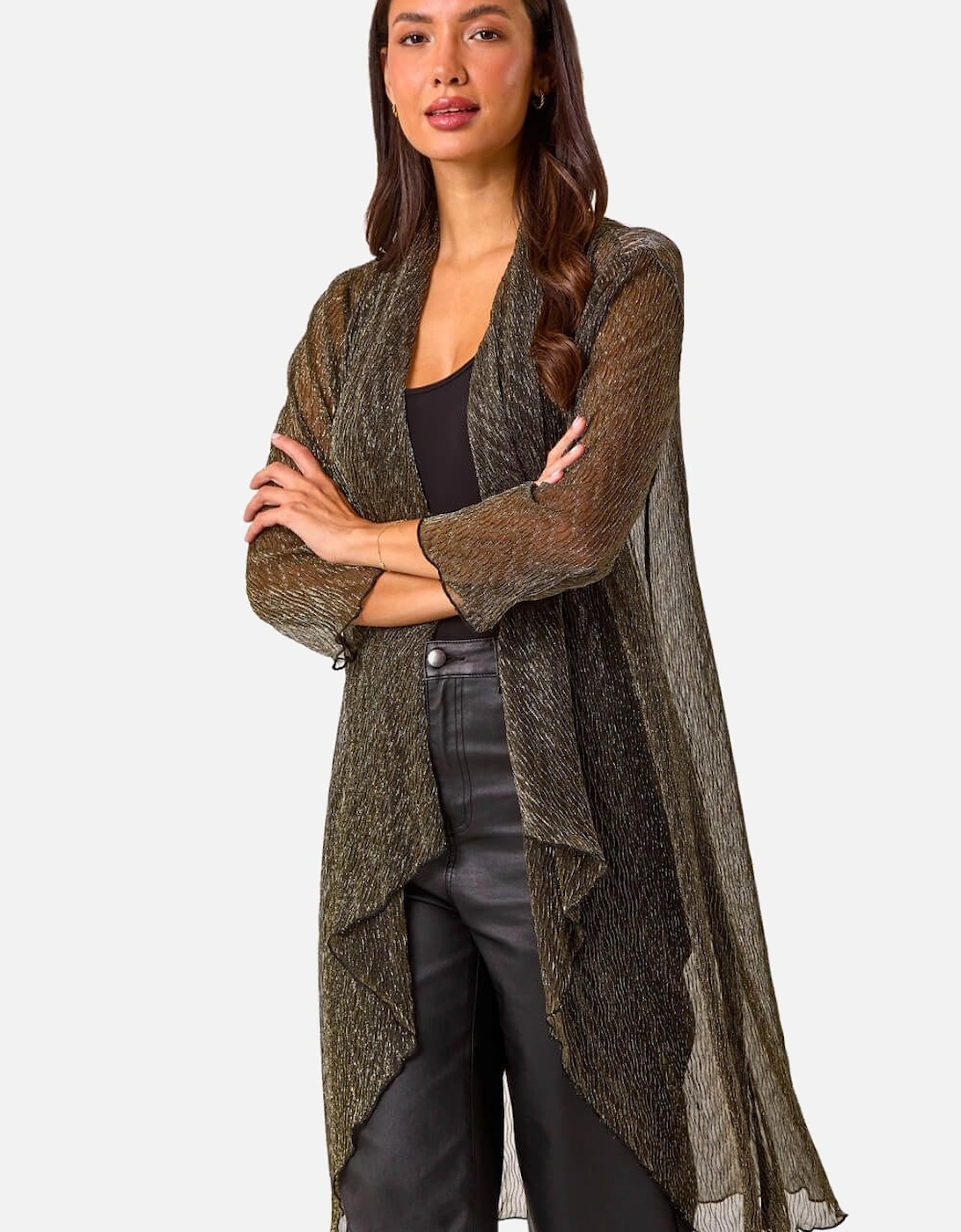 Shimmer Plisse Longline Kimono, 2 of 1