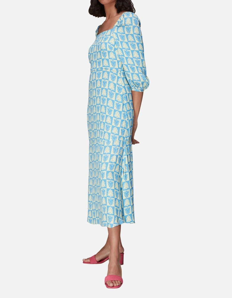 Checkerboard Shells Midi Dress Checked