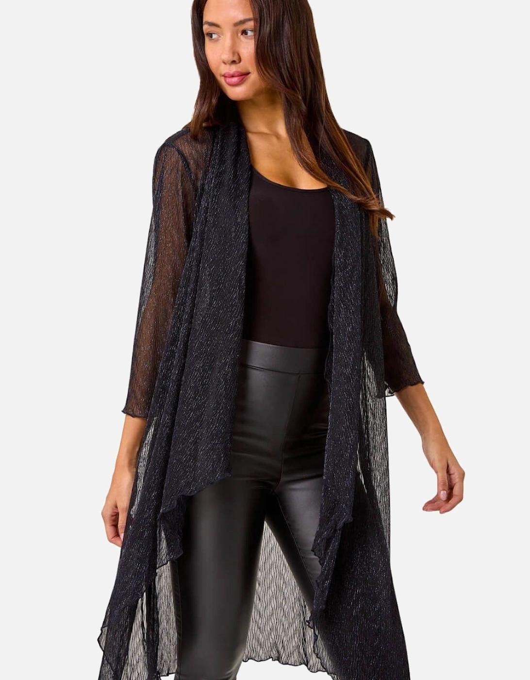 Shimmer Plisse Longline Kimono, 2 of 1