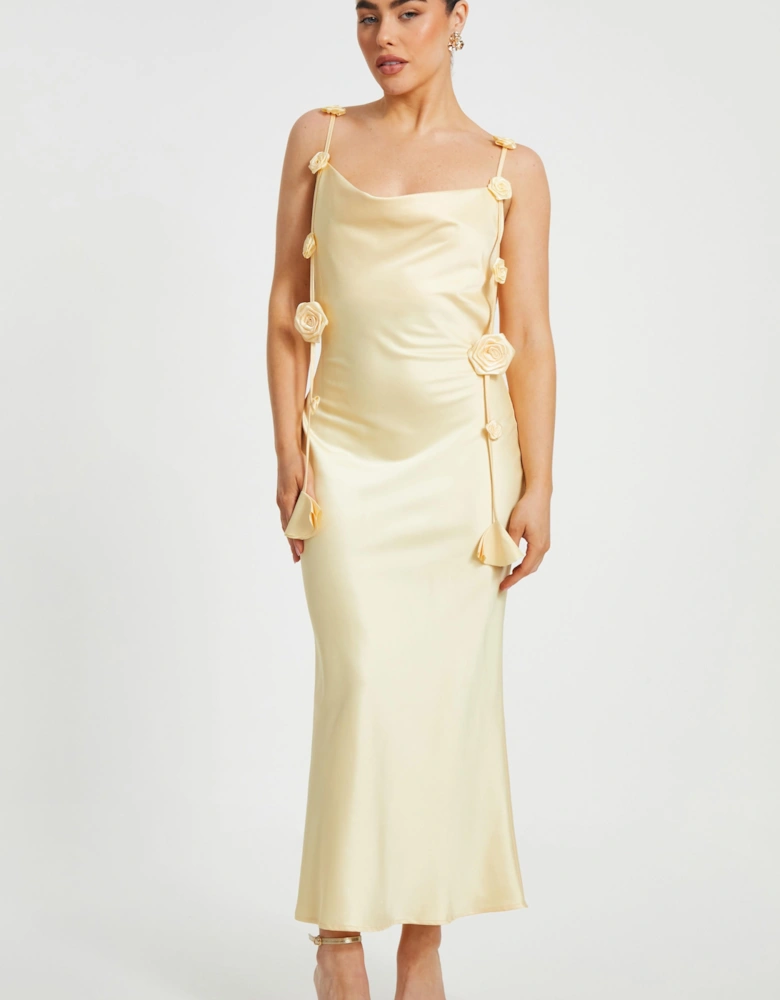 Lemon Petite Satin Midaxi Dress