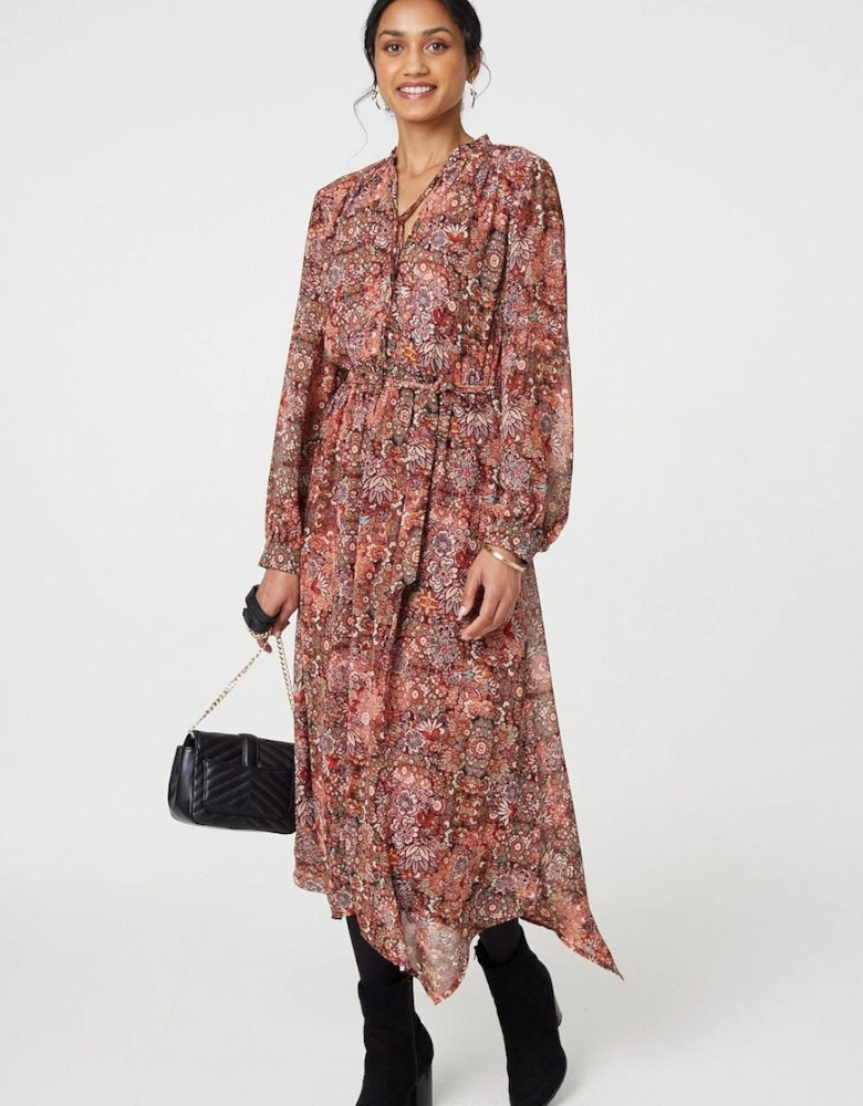 Floral Paisley Semi Sheer Midi Dress