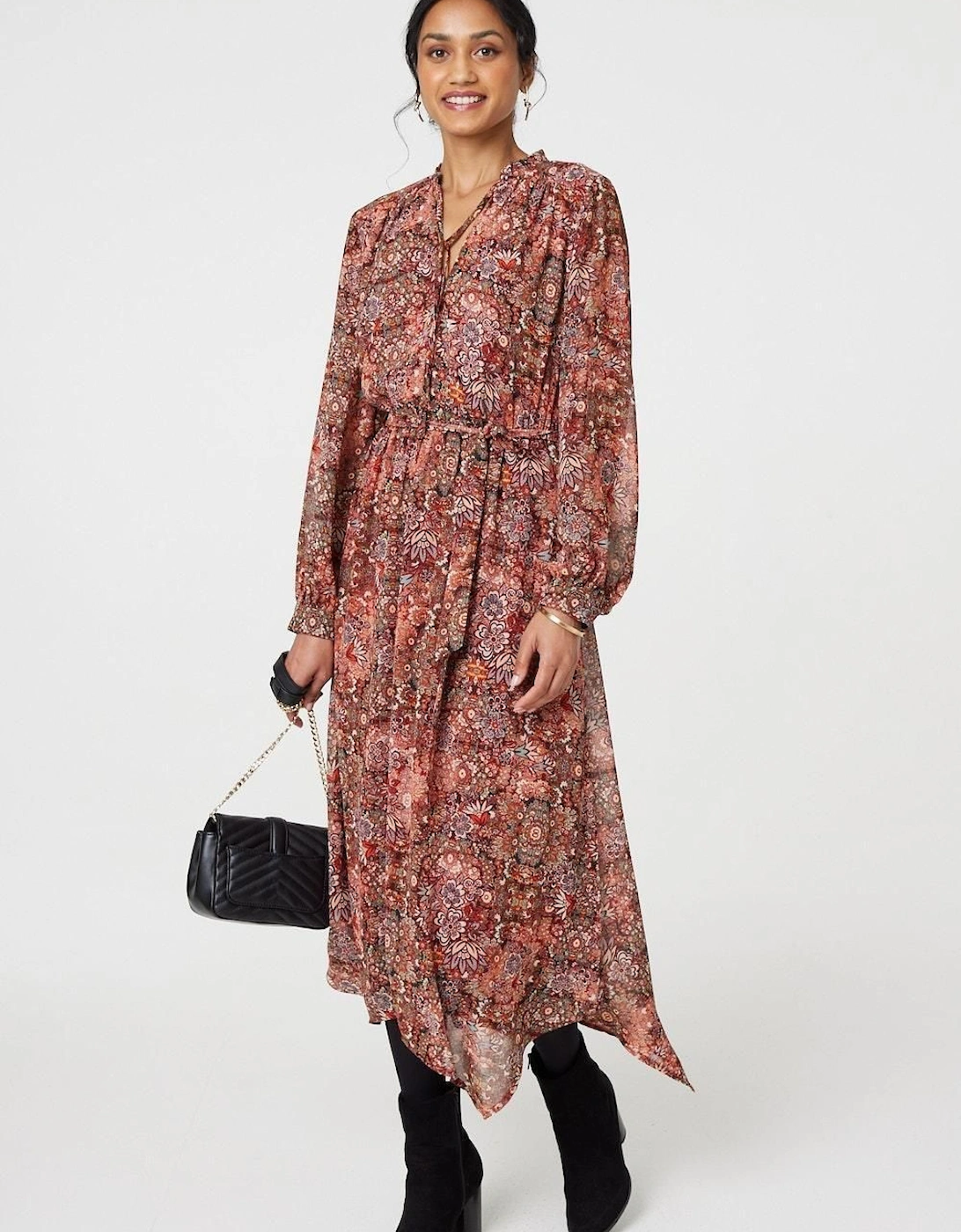 Floral Paisley Semi Sheer Midi Dress, 2 of 1