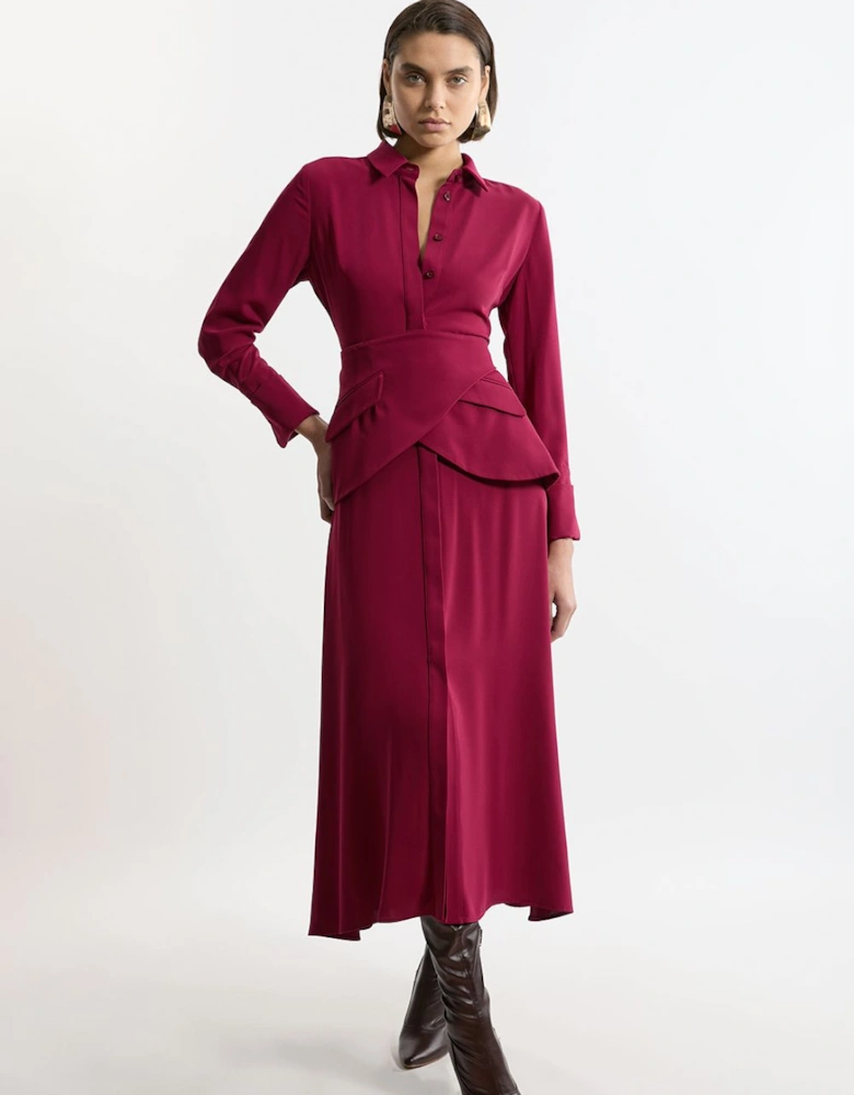 Petite Soft Tailored Belted Maxi Shirt Dress
