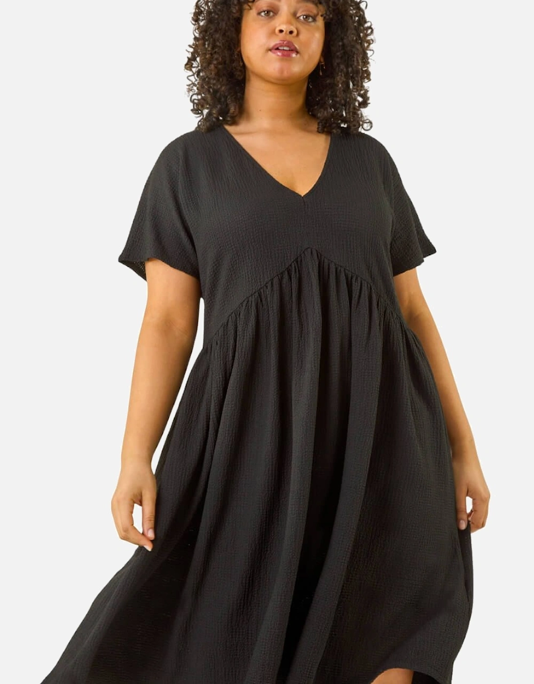 Curve Textured V-Neck Stretch Dress, 2 of 1