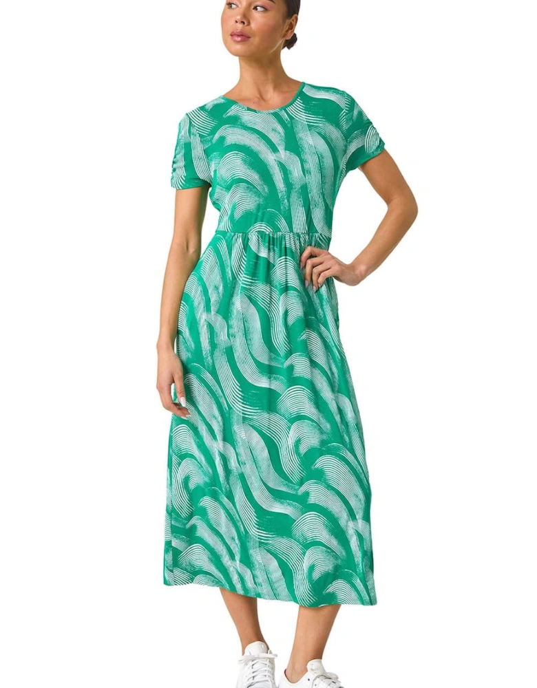 Petite Swirl Print Pocket Midi Dress