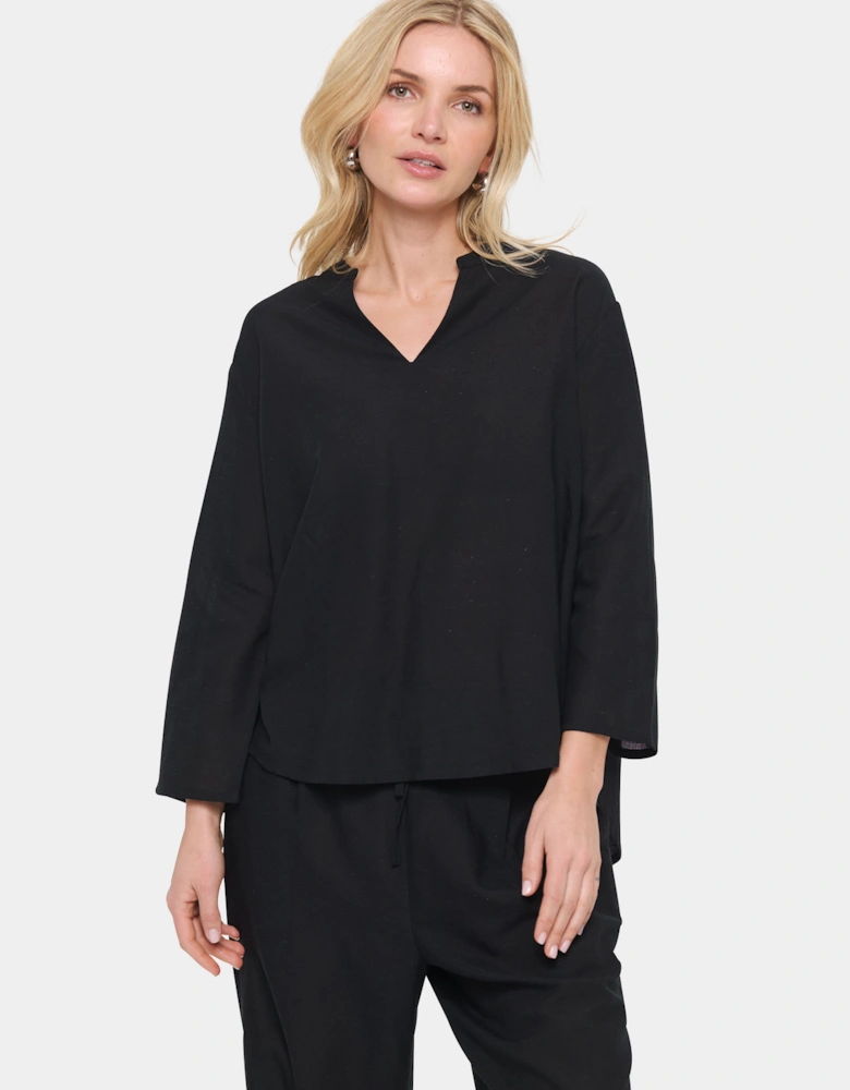 KathaSZ V-Neck 3/4 Sleeve Blouse Striped