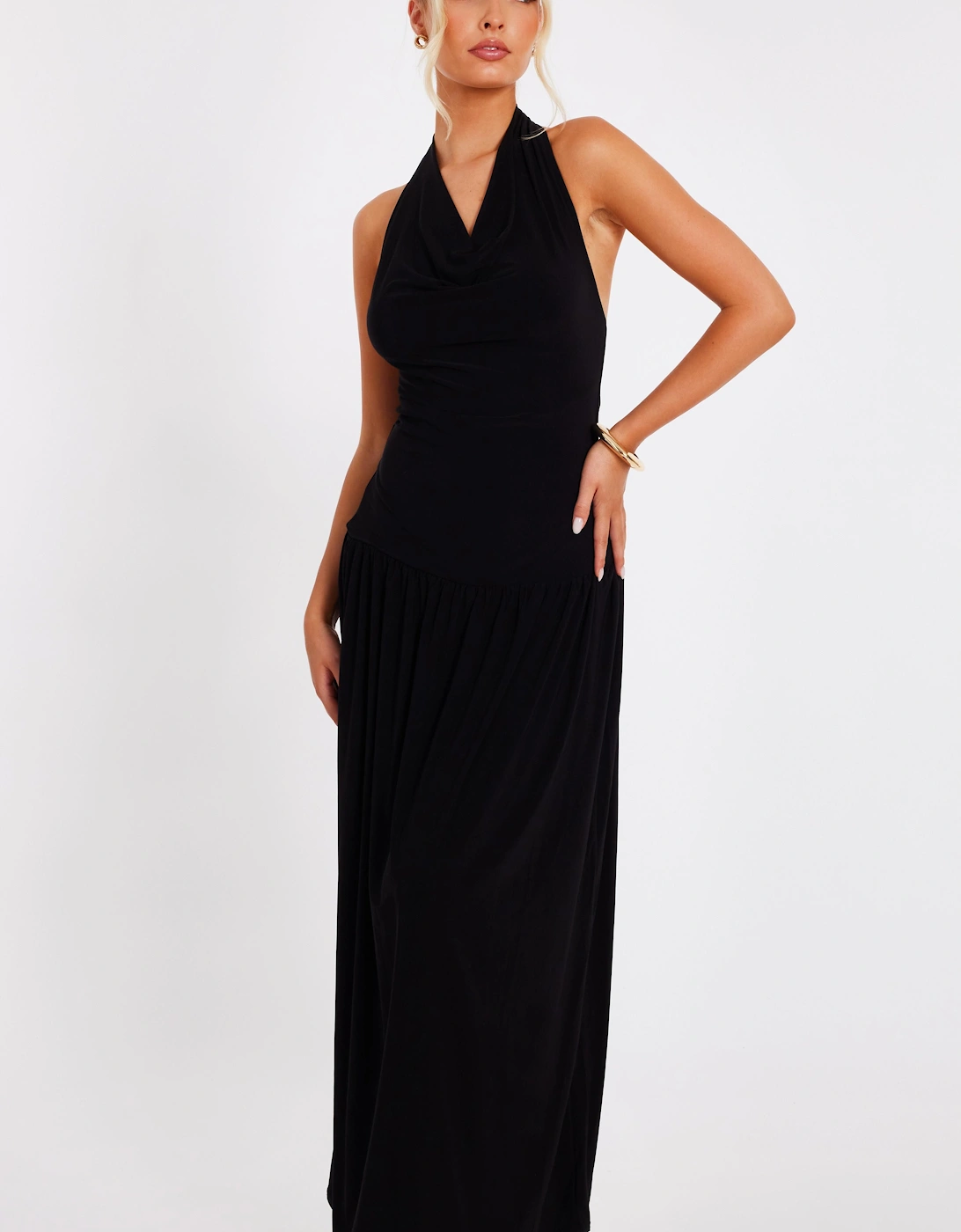 Black Cowl Neck Maxi Dress, 2 of 1