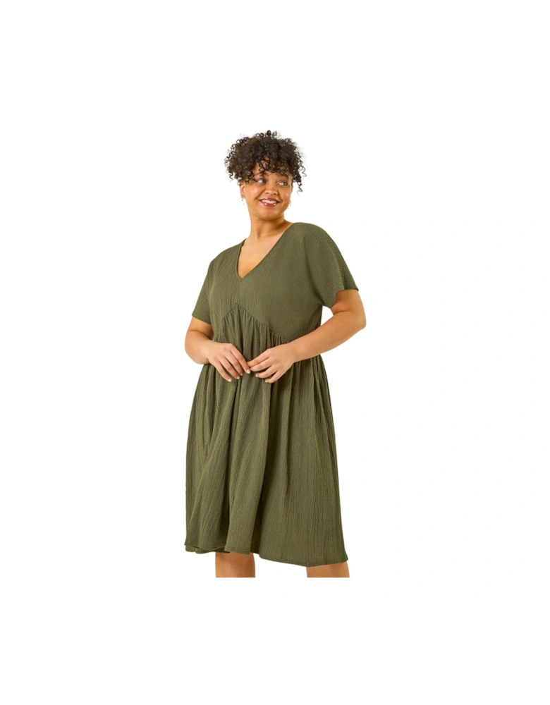 Curve Textured V-Neck Stretch Dress