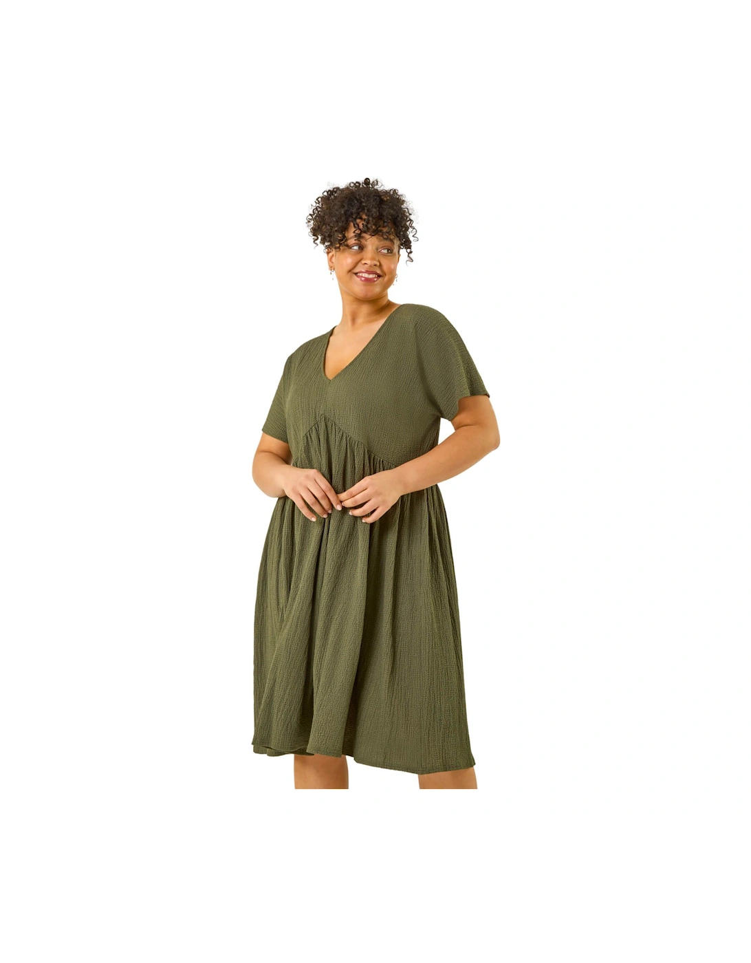 Curve Textured V-Neck Stretch Dress, 2 of 1