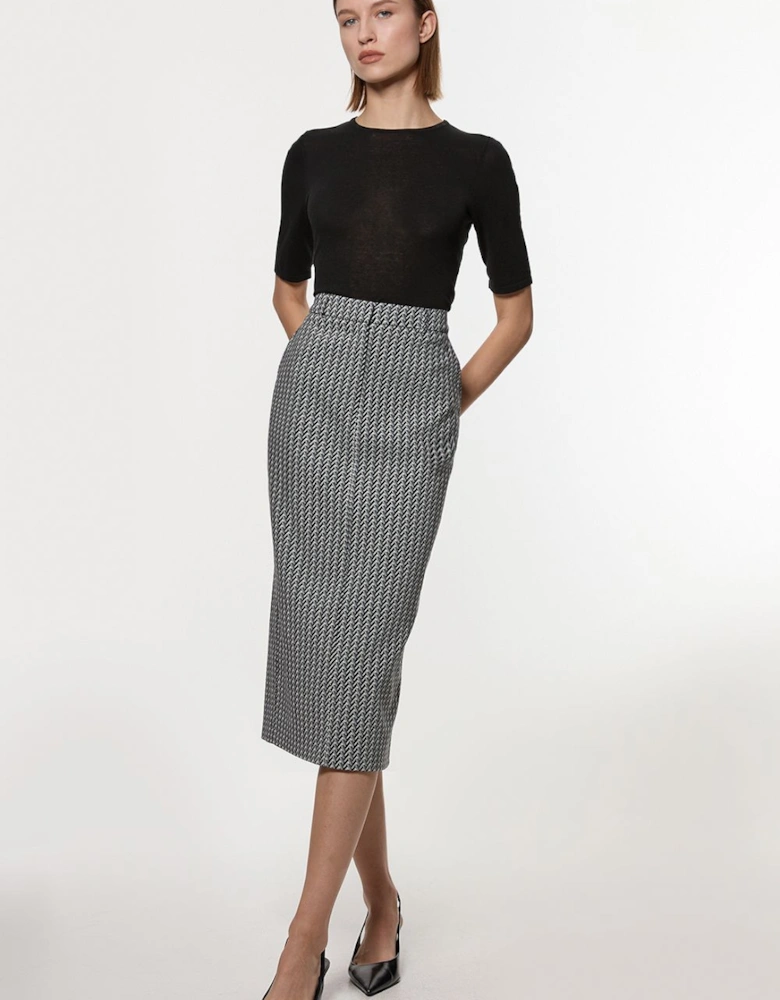 Jacquard Tailored Maxi Pencil Skirt