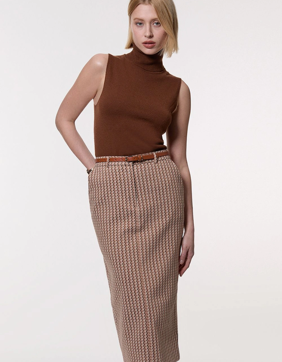Jacquard Tailored Maxi Pencil Skirt, 2 of 1