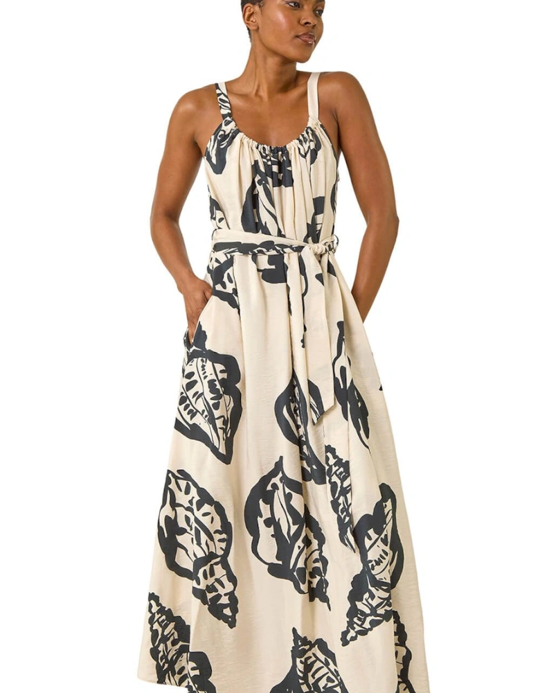 Strappy Shell Print Maxi Dress