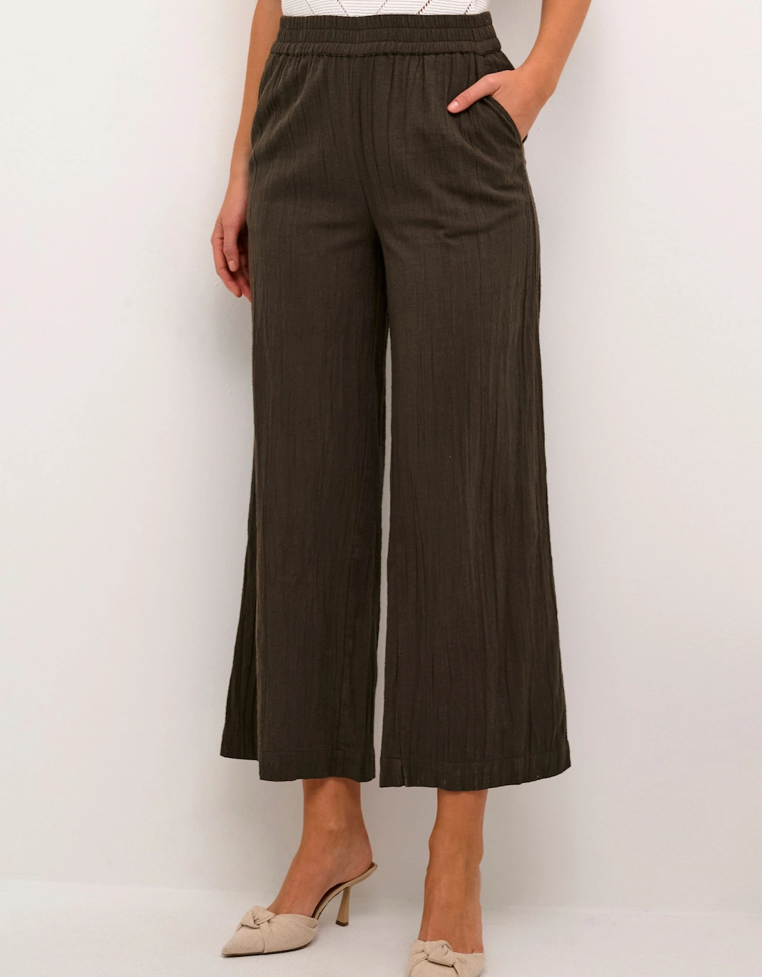 Pauline Wide Leg Elastic Waist Trousers Plain, 2 of 1