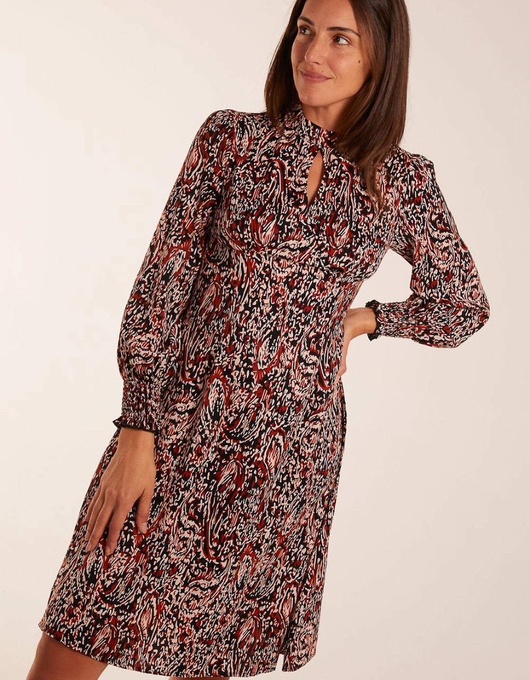 High Neck Printed Midi Dress, 2 of 1