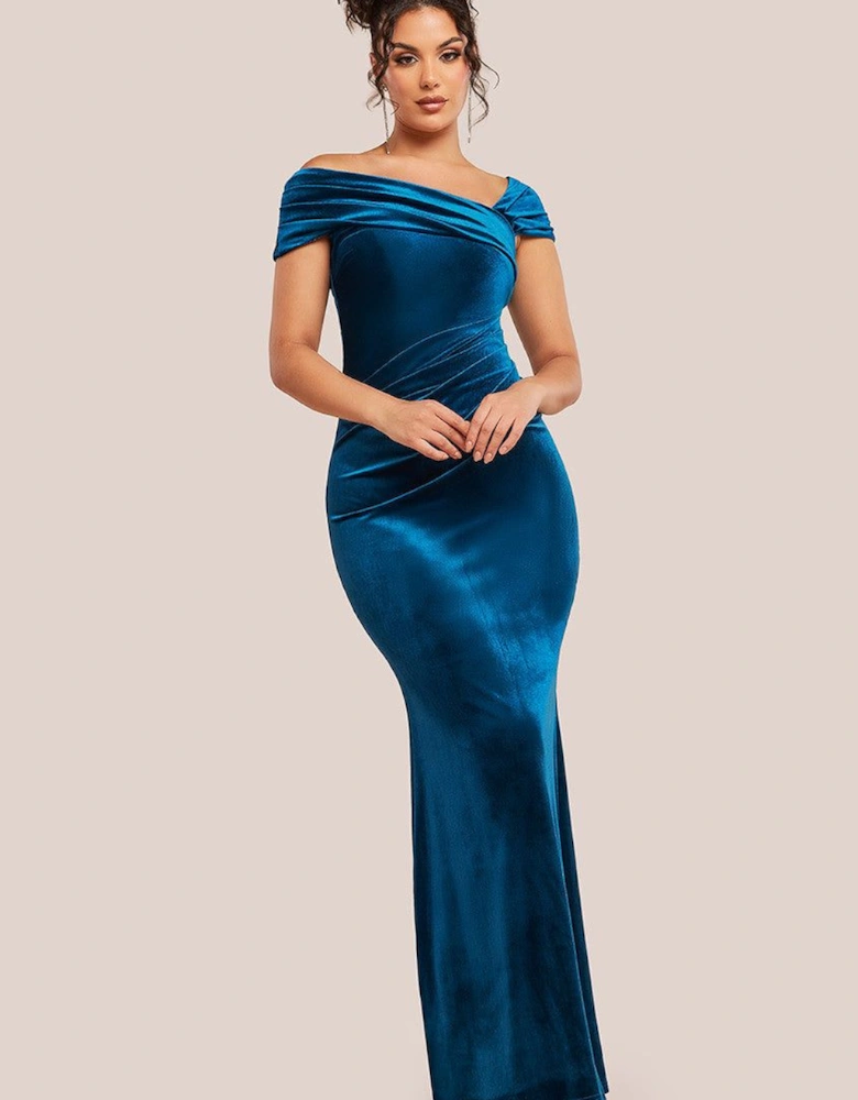 One Shoulder Velvet Maxi Dress