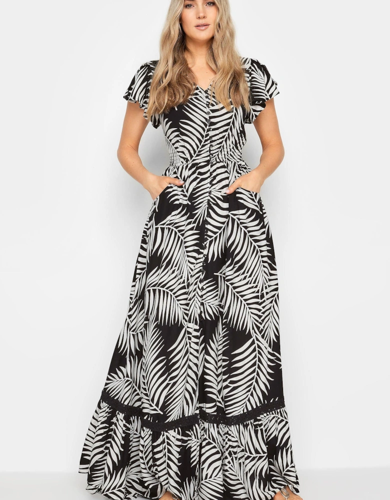 Tall Tropical Print Front Split Maxi Dress