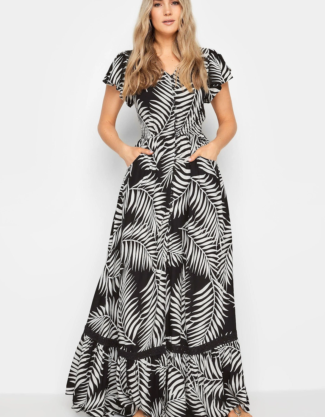 Tall Tropical Print Front Split Maxi Dress, 2 of 1